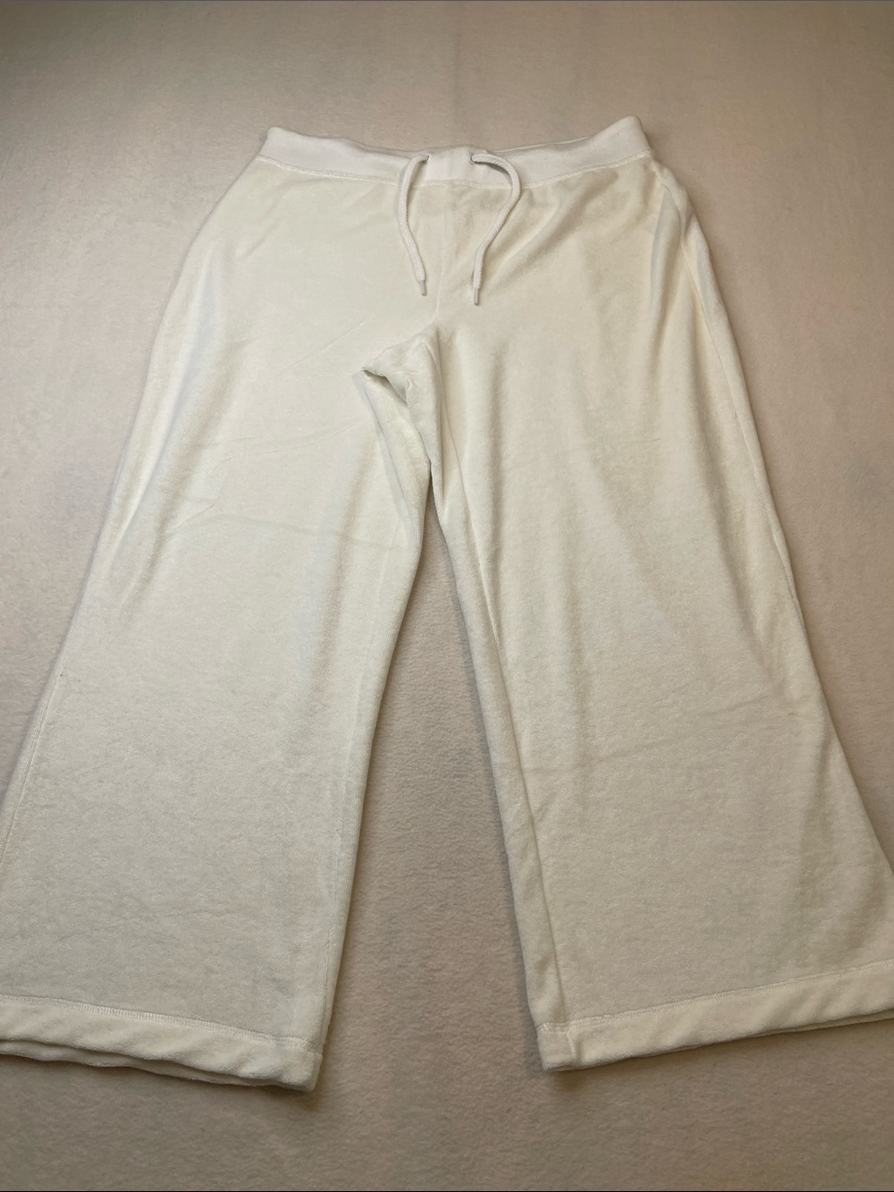 Tommy Hilfiger Cream /off white Wide-Leg Lounge Pants WOMENS SIZE M drawstring